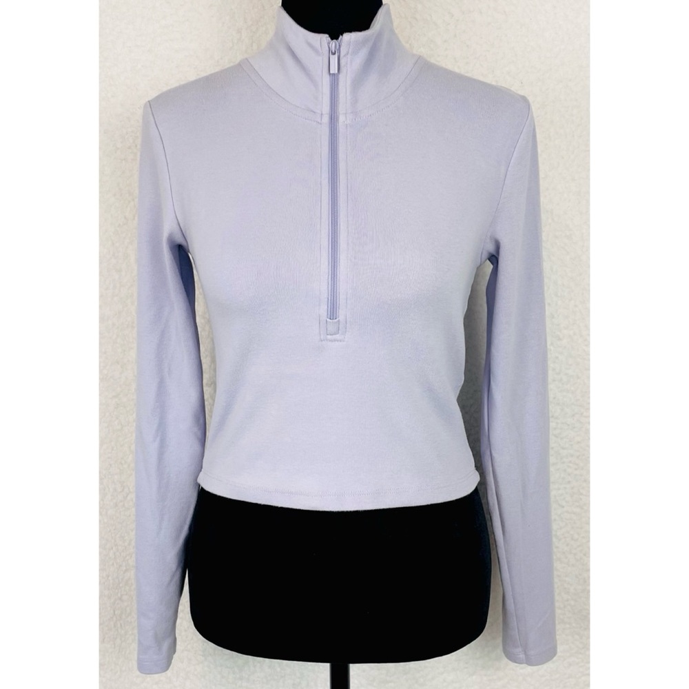 SUNDAY BEST • Aritzia Lavender Mock-Neck Half-Zip Crop Long Sleeve Jacket Top, S - Picture 14 of 16